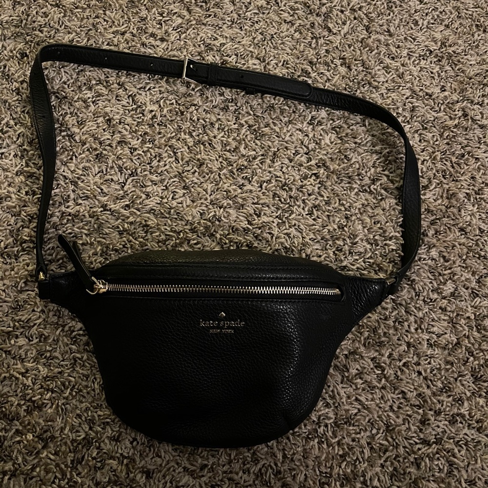Black leather bum bag